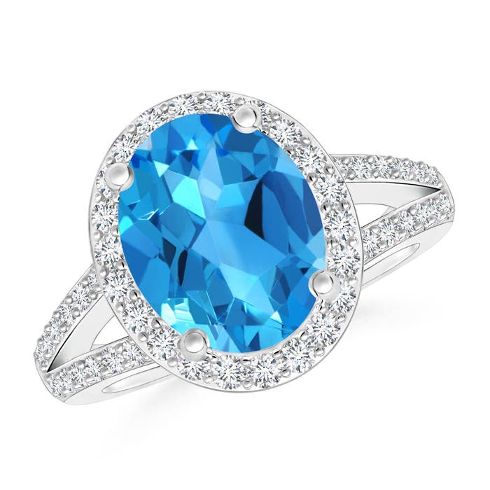 AAAA - Swiss Blue Topaz / 3.7 CT / 14 KT White Gold