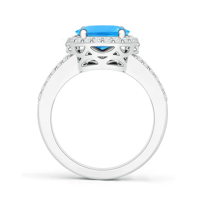 AAAA - Swiss Blue Topaz / 3.7 CT / 14 KT White Gold