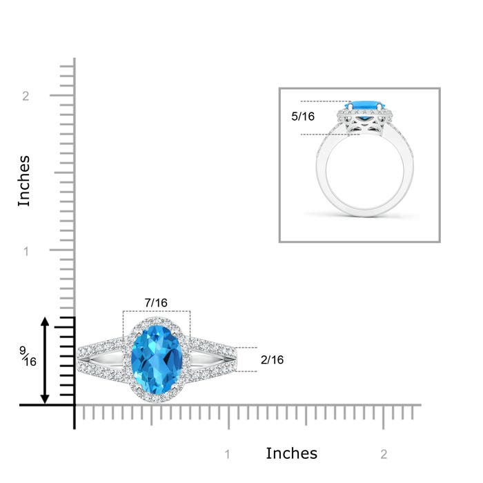 AAAA - Swiss Blue Topaz / 3.7 CT / 14 KT White Gold