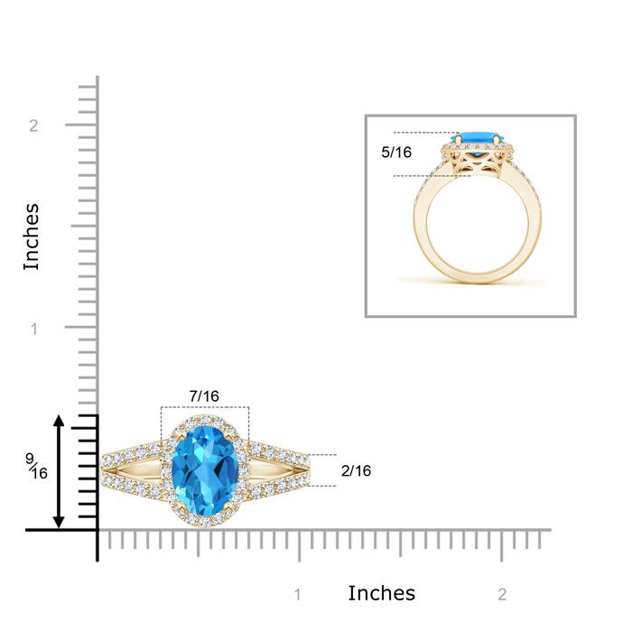 AAAA - Swiss Blue Topaz / 3.7 CT / 14 KT Yellow Gold