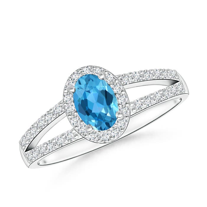 AAA - Swiss Blue Topaz / 0.86 CT / 14 KT White Gold