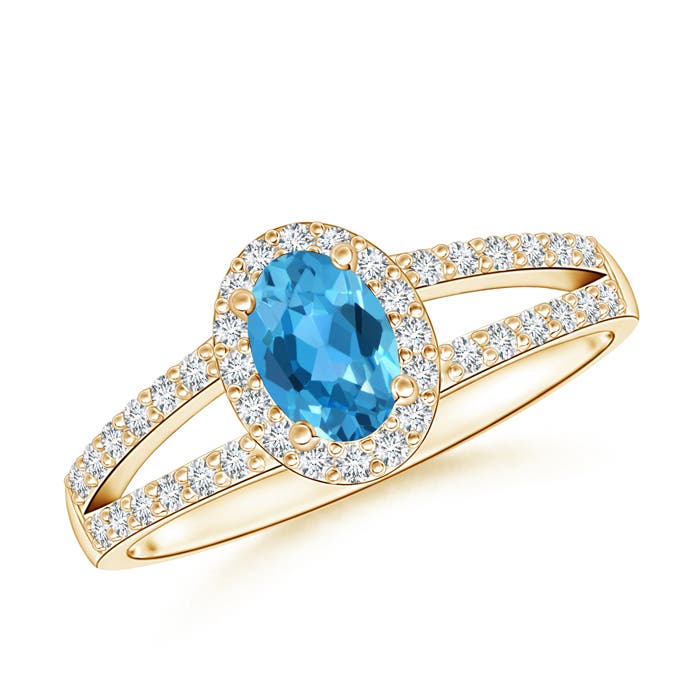 AAA - Swiss Blue Topaz / 0.86 CT / 14 KT Yellow Gold