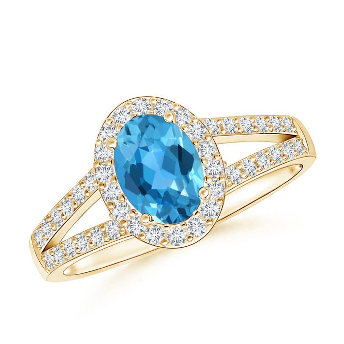 AAA - Swiss Blue Topaz / 1.32 CT / 14 KT Yellow Gold