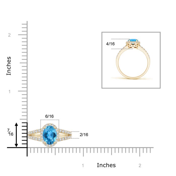 AAA - Swiss Blue Topaz / 1.32 CT / 14 KT Yellow Gold