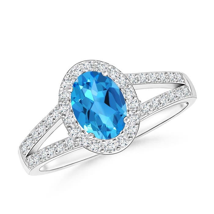 AAAA - Swiss Blue Topaz / 1.32 CT / 14 KT White Gold