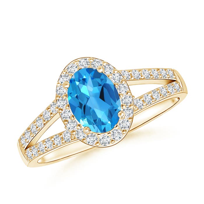 AAAA - Swiss Blue Topaz / 1.32 CT / 14 KT Yellow Gold