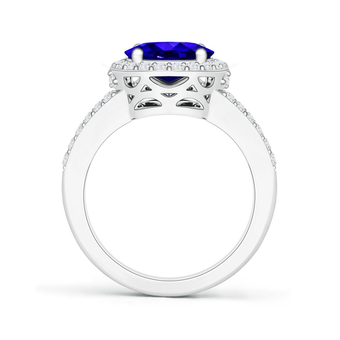 10x8mm AAAA Oval Tanzanite Split Shank Halo Ring in White Gold product image