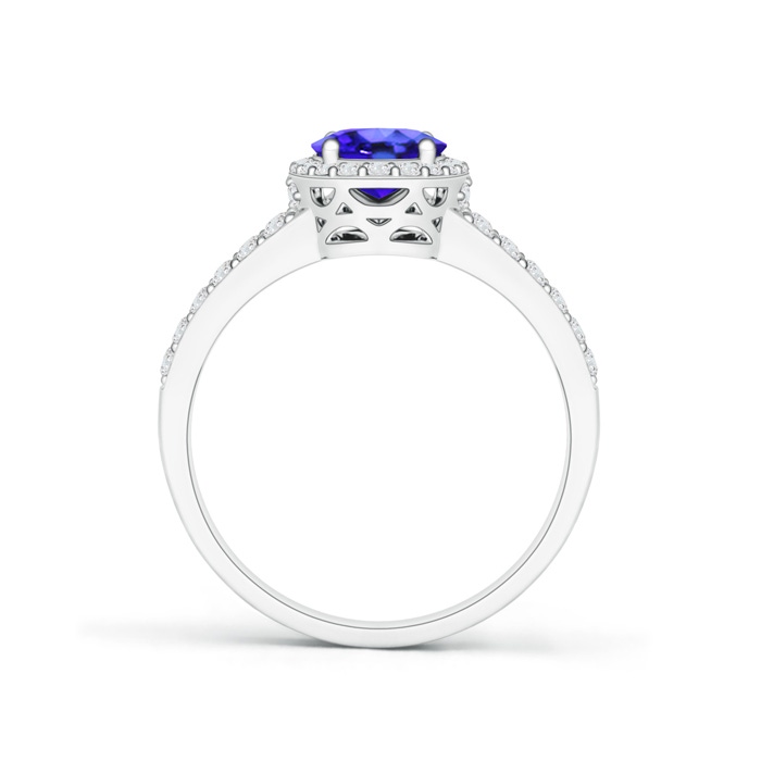 8x6mm AAA Oval Tanzanite Split Shank Halo Ring in White Gold Product Image