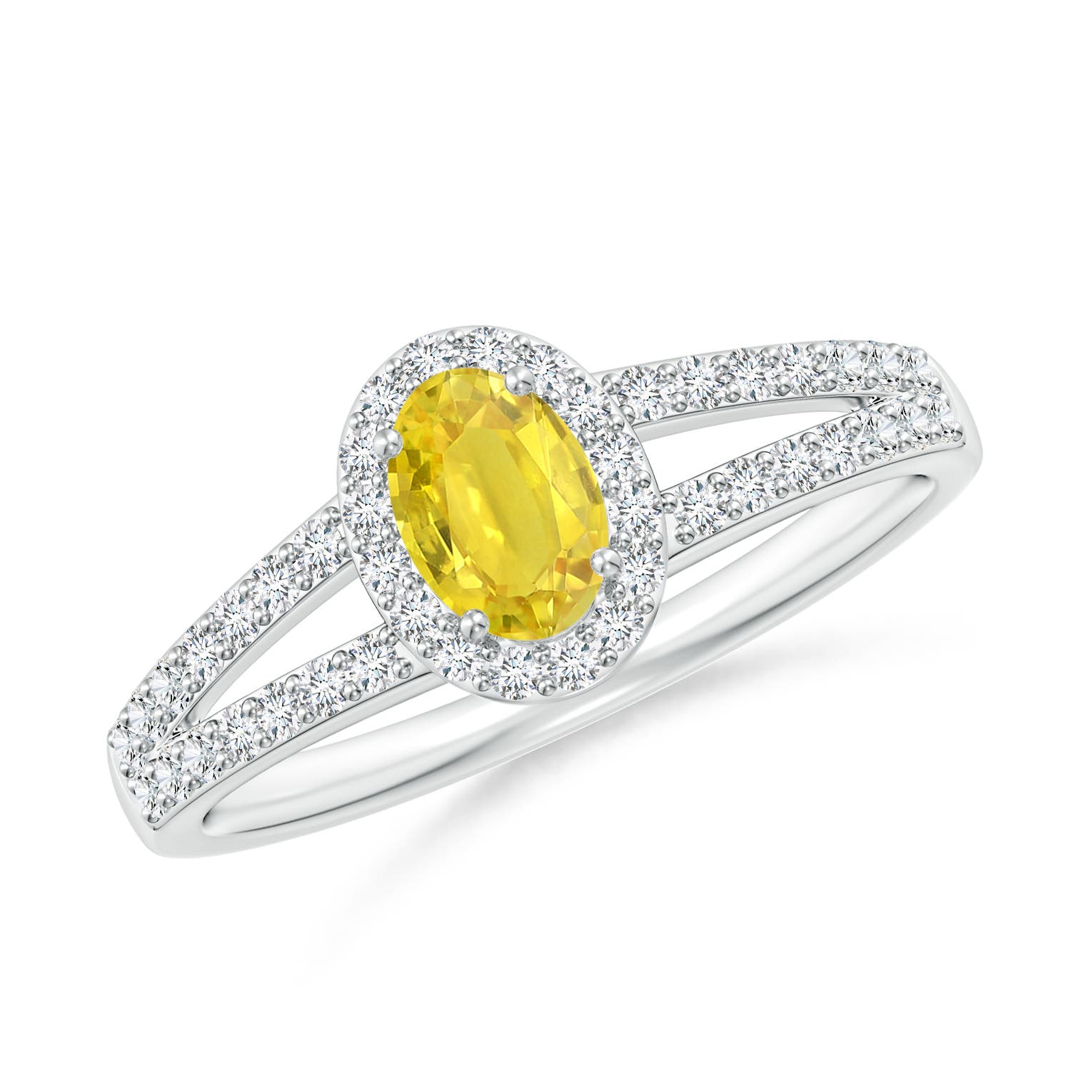 AA - Yellow Sapphire / 0.98 CT / 14 KT White Gold