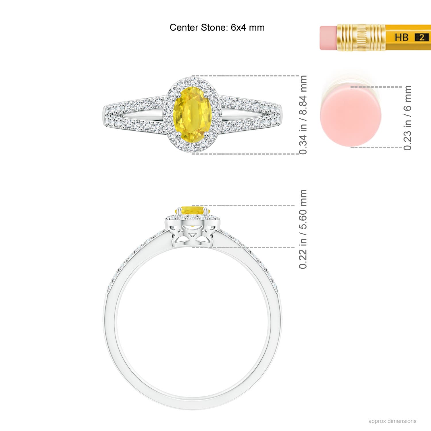 AA - Yellow Sapphire / 0.98 CT / 14 KT White Gold