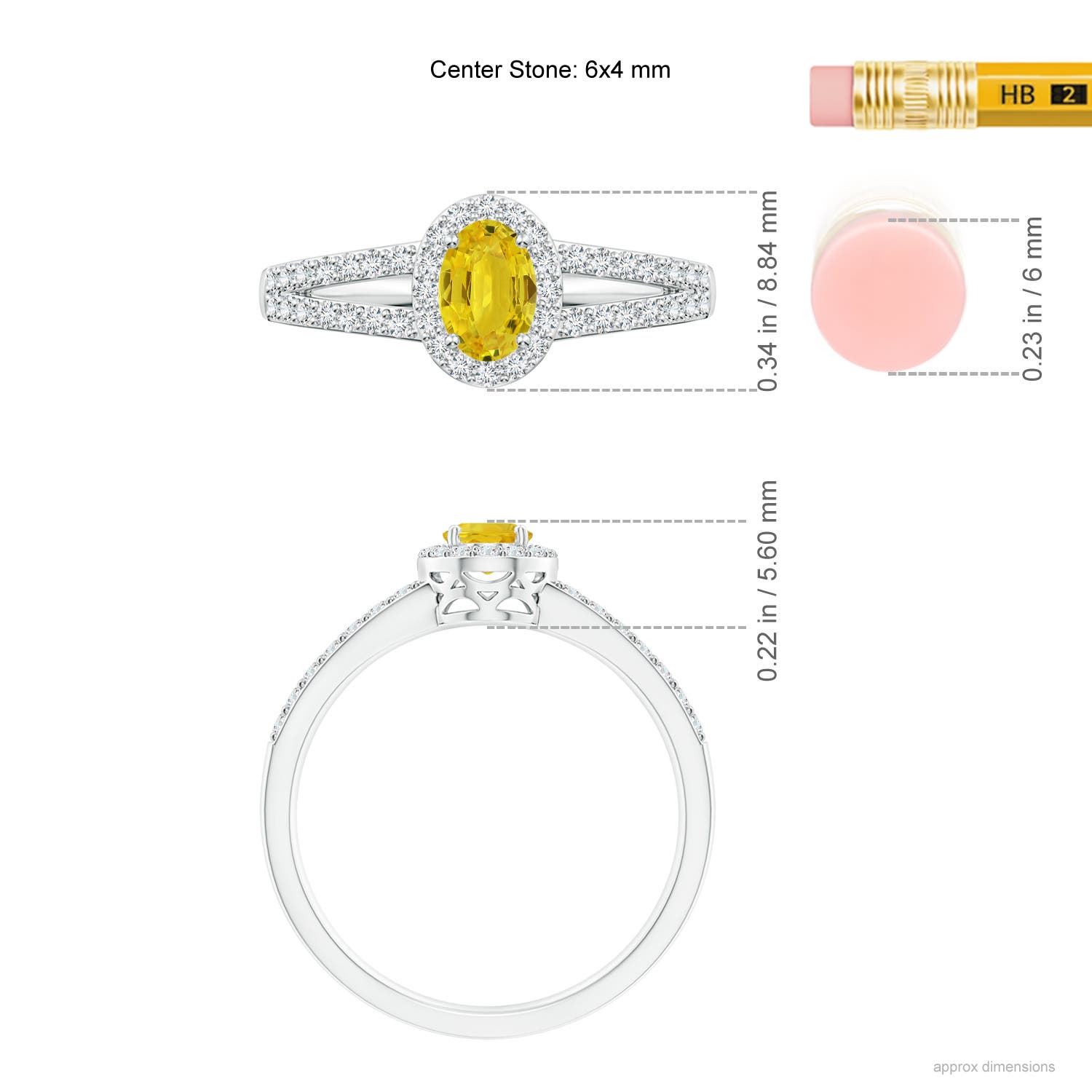 AAA - Yellow Sapphire / 0.98 CT / 14 KT White Gold