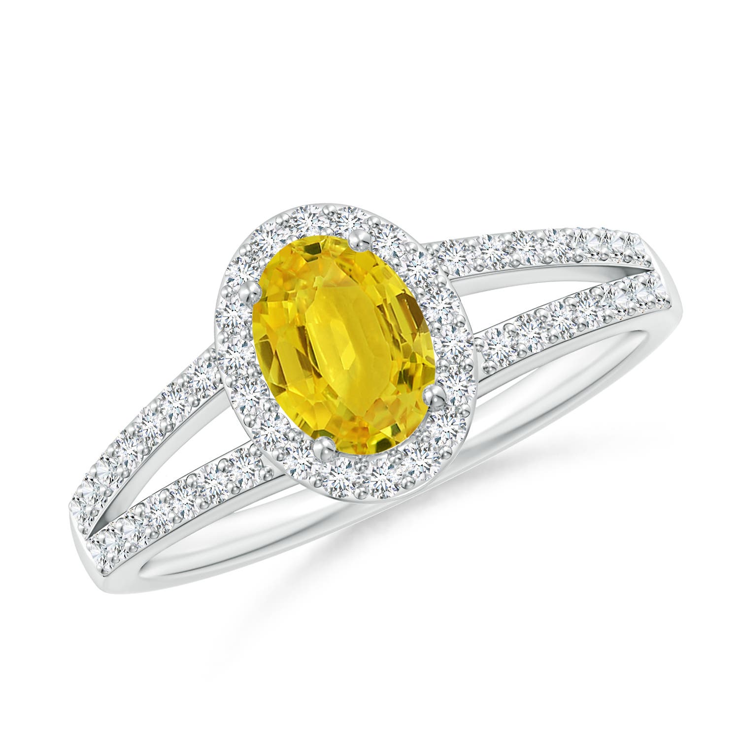 AAA - Yellow Sapphire / 1.37 CT / 14 KT White Gold