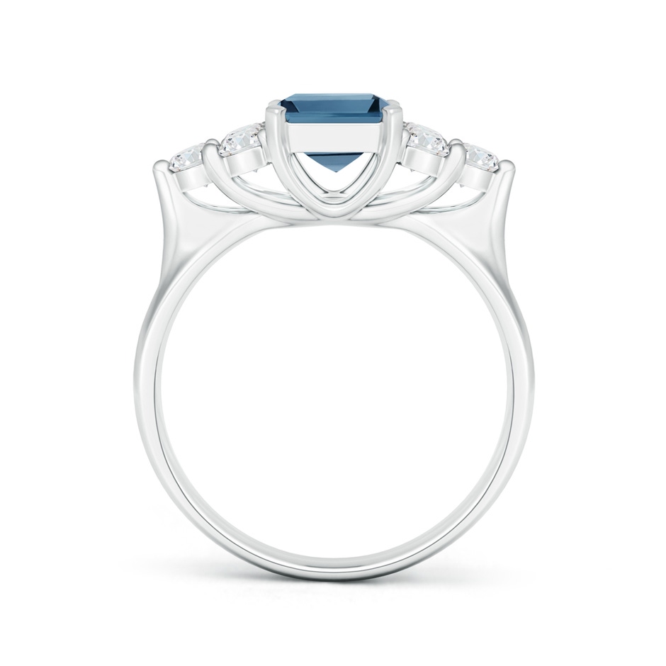 8x6mm A Emerald Cut London Blue Topaz Ring with Trio Diamond Accents in White Gold product image