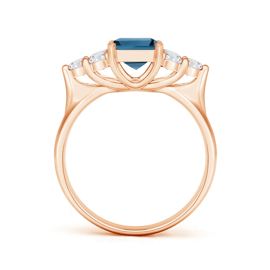 8x6mm AA Emerald Cut London Blue Topaz Ring with Trio Diamond Accents in Rose Gold product image