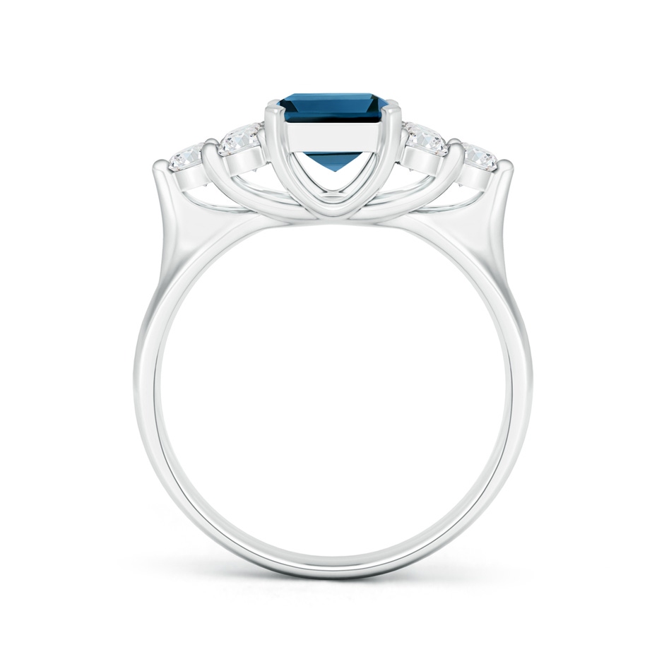 8x6mm AAA Emerald Cut London Blue Topaz Ring with Trio Diamond Accents in P950 Platinum product image
