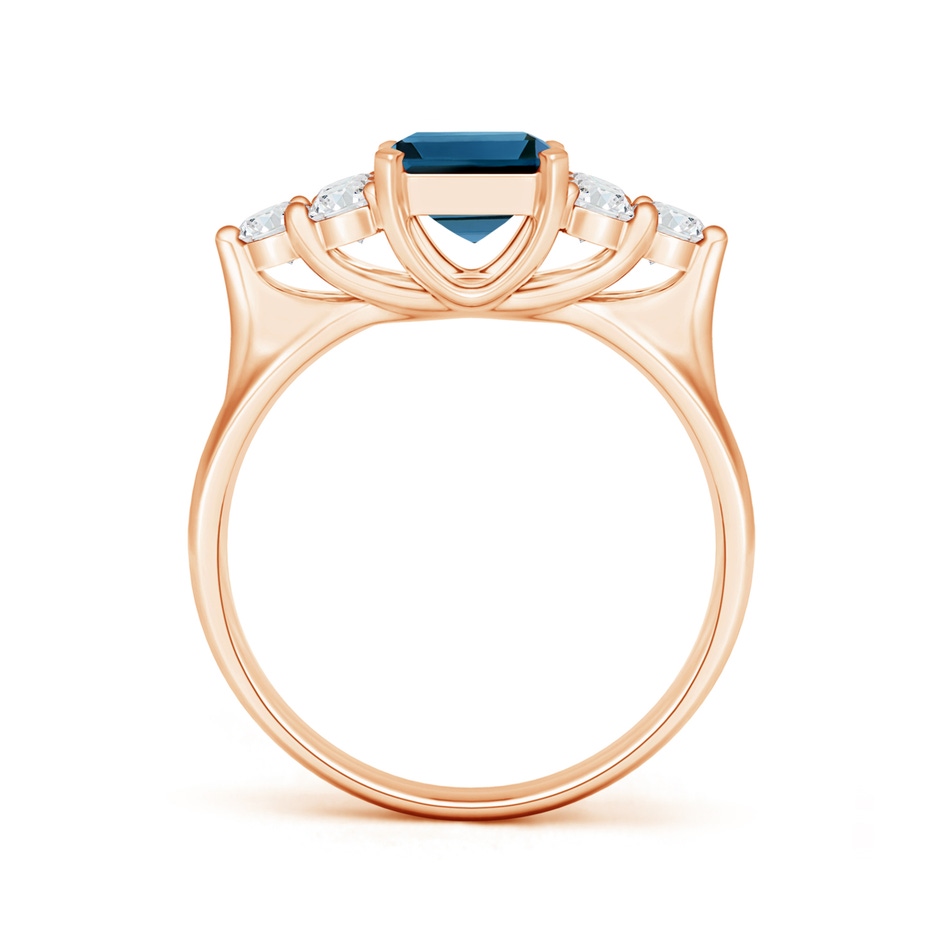 Emerald Cut London Blue Topaz Ring with Trio Diamond Accents | Angara