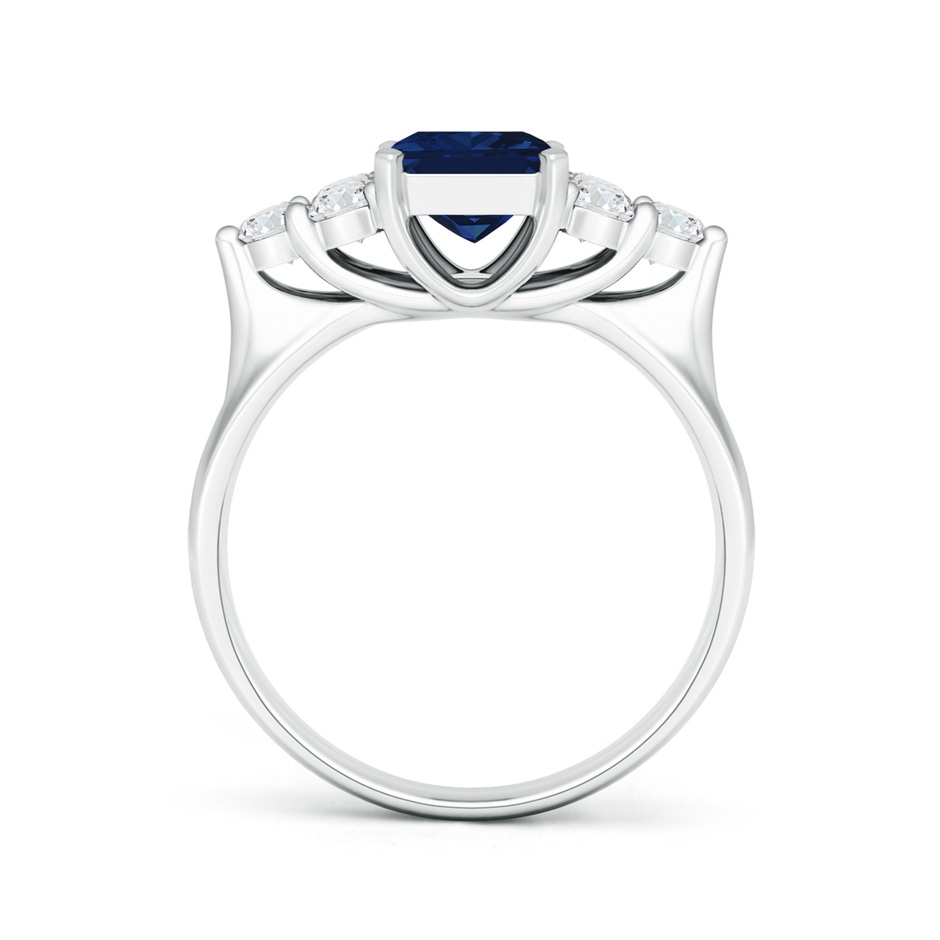 8x6mm AAA Emerald-Cut Blue Sapphire Ring with Trio Diamonds in P950 Platinum side-1