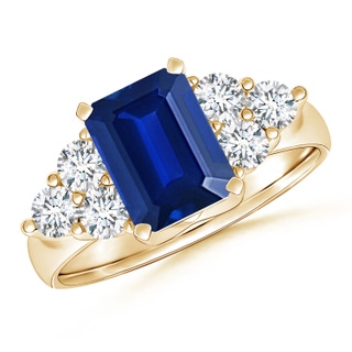 Emerald Cut Lab-Grown Lab Grown Blue Sapphire