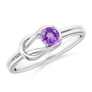 4mm A Solitaire Amethyst Infinity Knot Ring in P950 Platinum