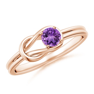 4mm AA Solitaire Amethyst Infinity Knot Ring in 10K Rose Gold