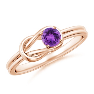 4mm AAA Solitaire Amethyst Infinity Knot Ring in 9K Rose Gold