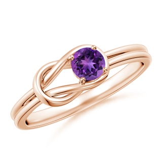 4mm AAAA Solitaire Amethyst Infinity Knot Ring in 18K Rose Gold