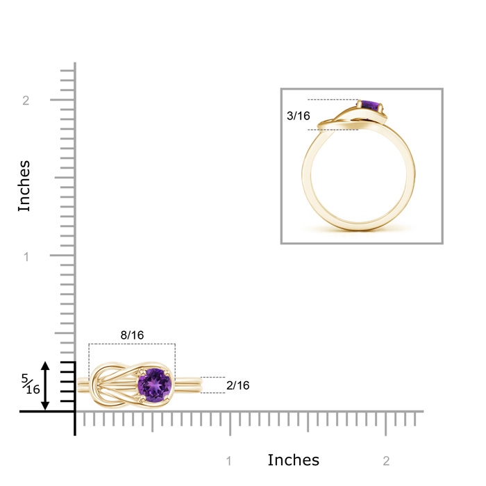 5mm AAAA Solitaire Amethyst Infinity Knot Ring in 10K Yellow Gold product image