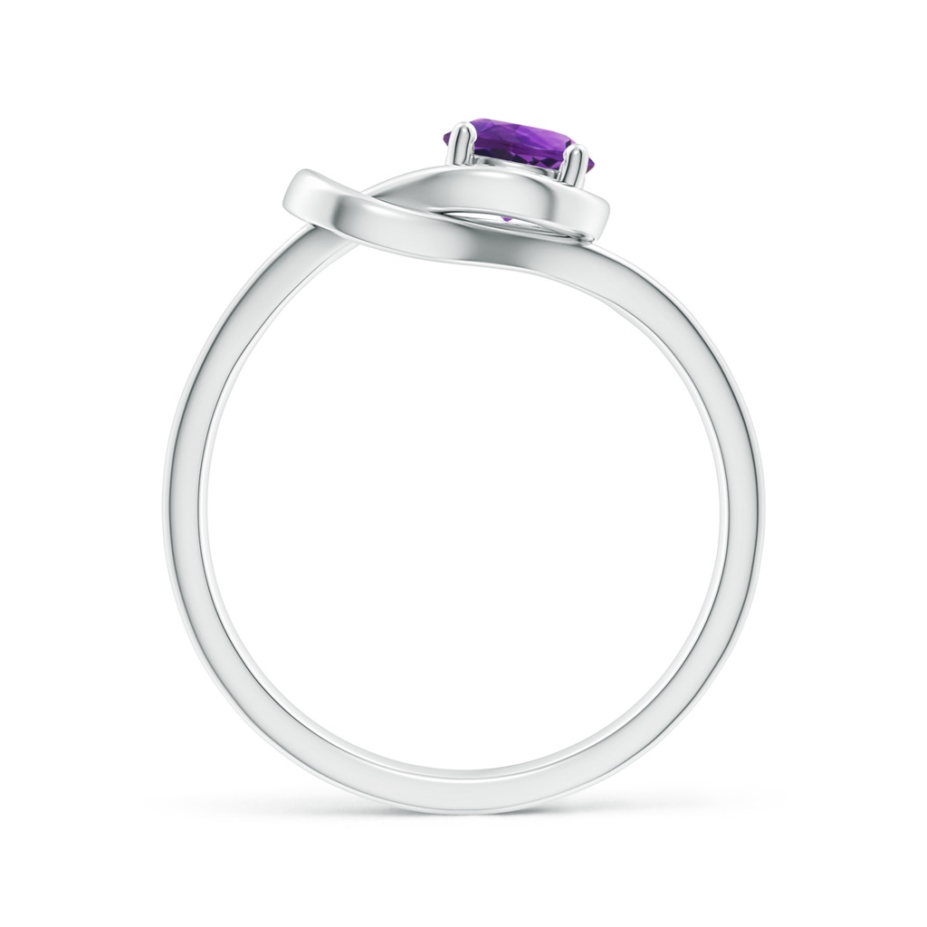 5mm AAAA Solitaire Amethyst Infinity Knot Ring in White Gold Side-1