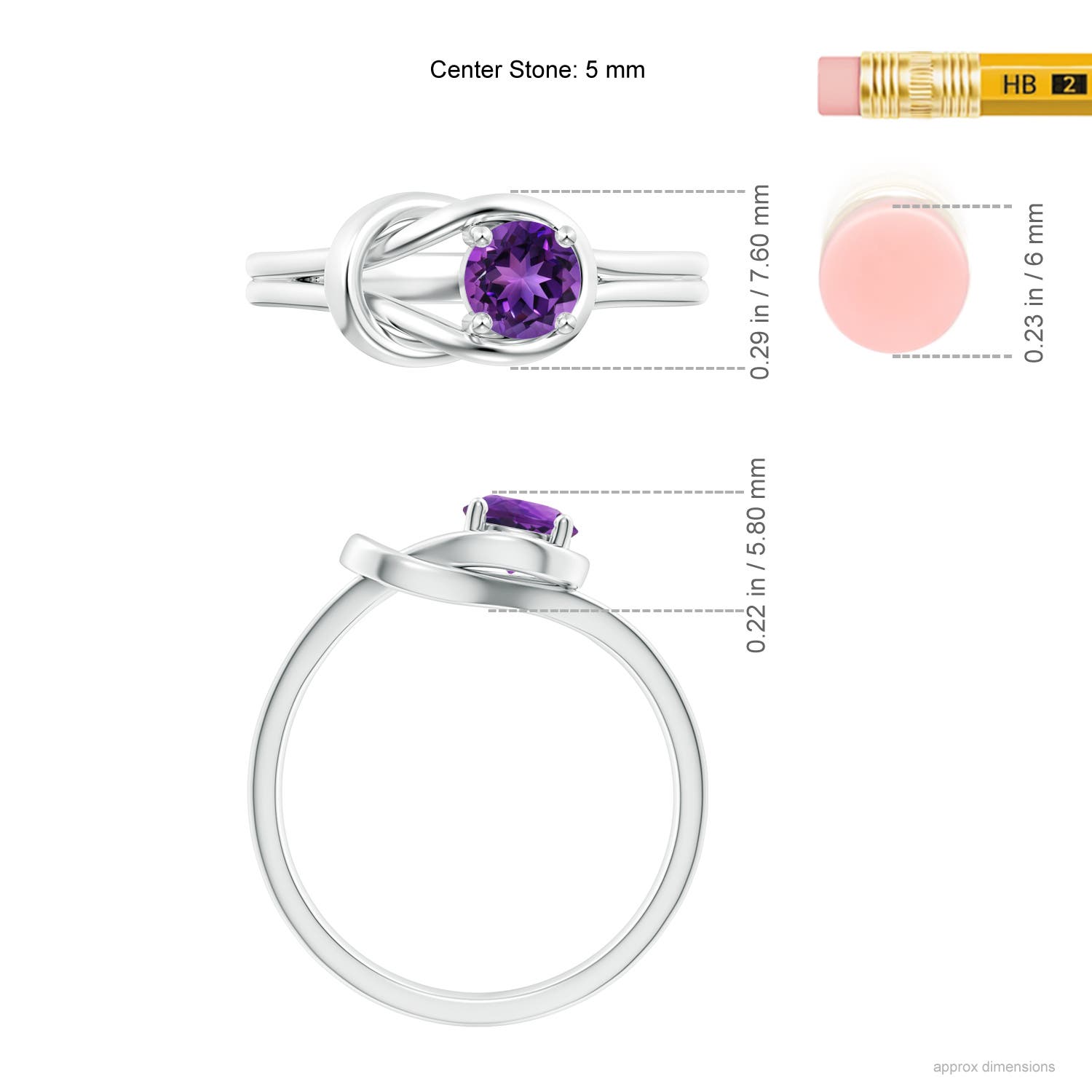 AAAA - Amethyst / 0.45 CT / 14 KT White Gold