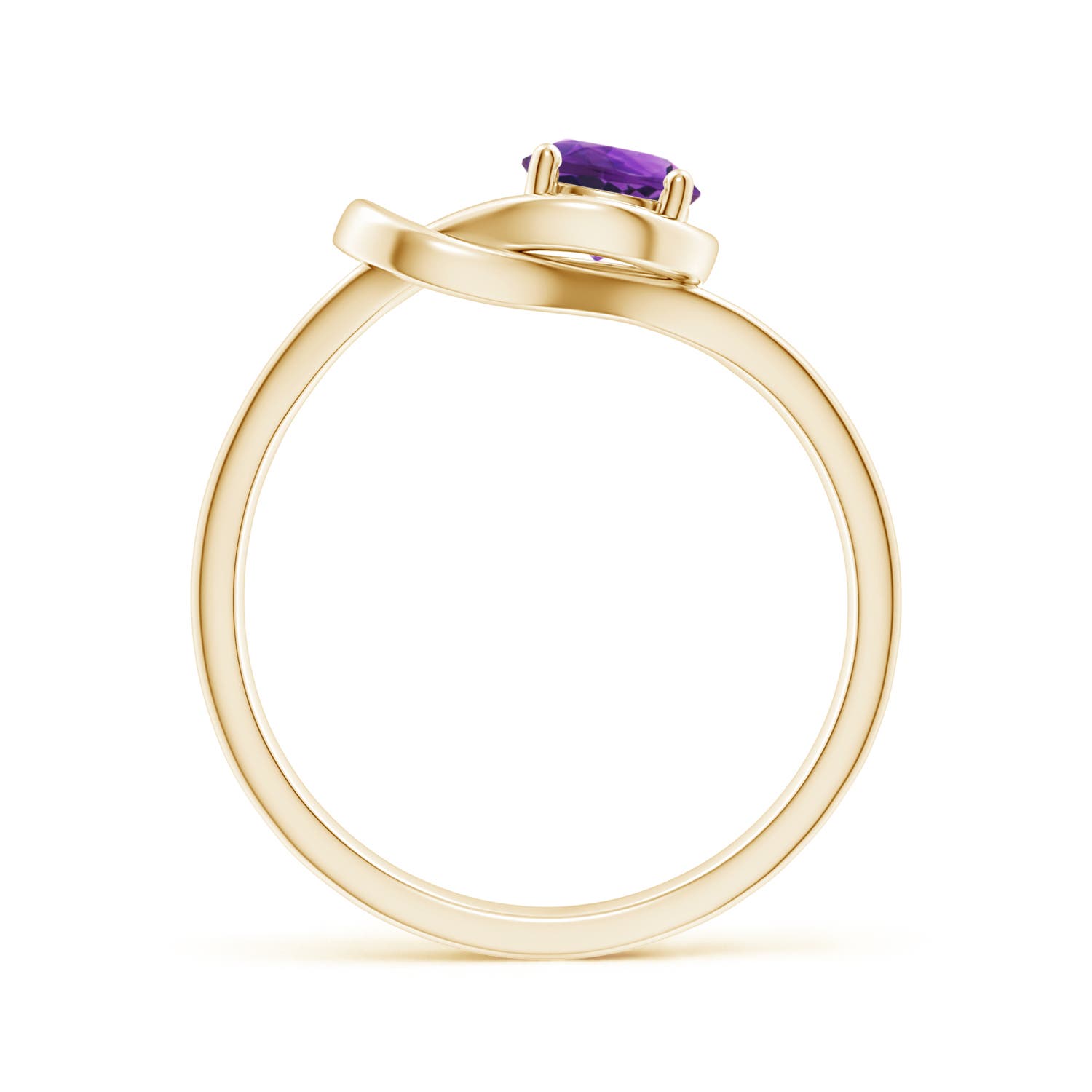 5mm AAAA Solitaire Amethyst Infinity Knot Ring in Yellow Gold - side 3
