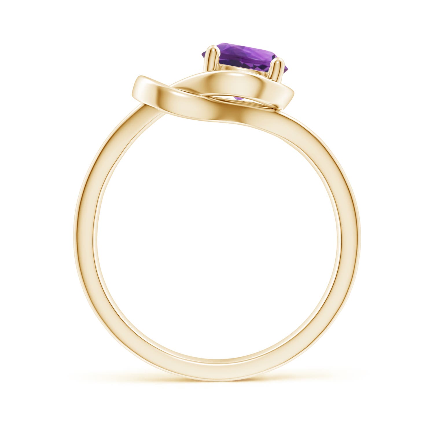 6mm AAA Solitaire Amethyst Infinity Knot Ring in 18K Yellow Gold