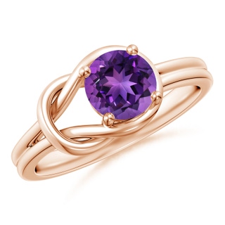 6mm AAAA Solitaire Amethyst Infinity Knot Ring in Rose Gold