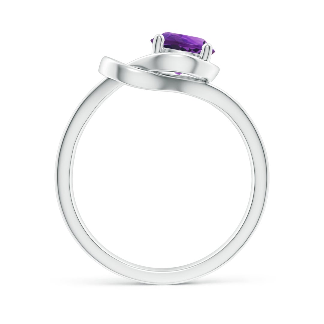 6mm AAAA Solitaire Amethyst Infinity Knot Ring in White Gold - side 3