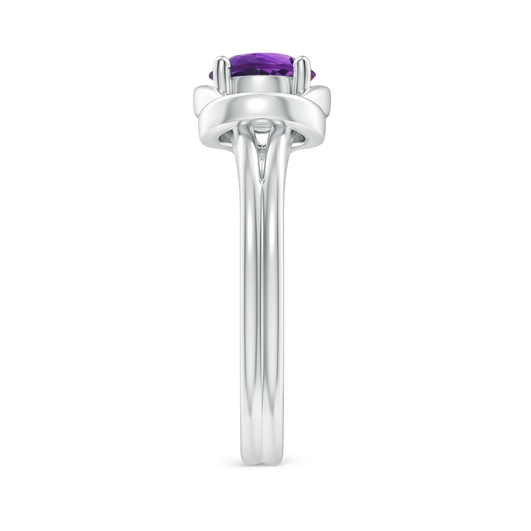6mm AAAA Solitaire Amethyst Infinity Knot Ring in White Gold - side 6