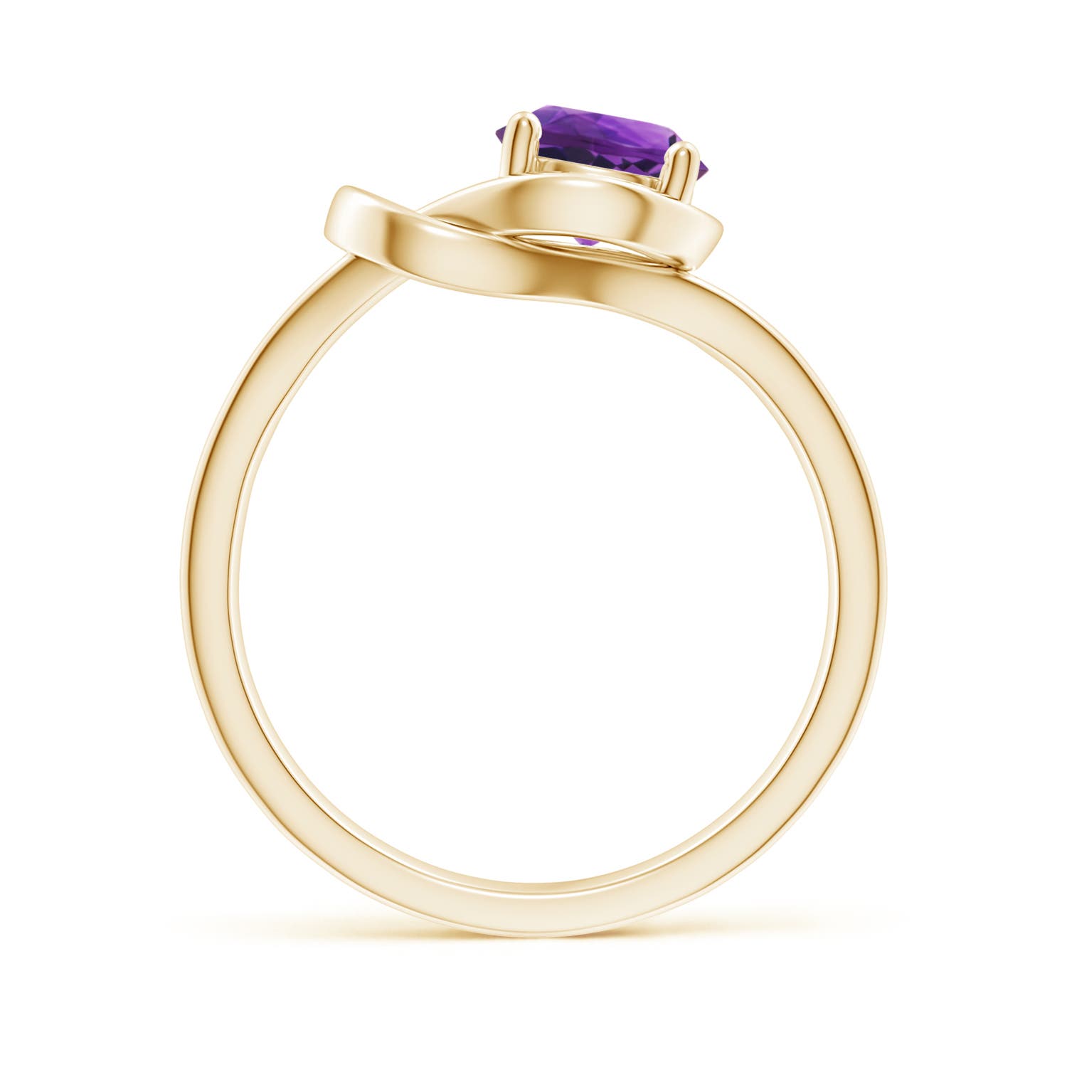 6mm AAAA Solitaire Amethyst Infinity Knot Ring in Yellow Gold