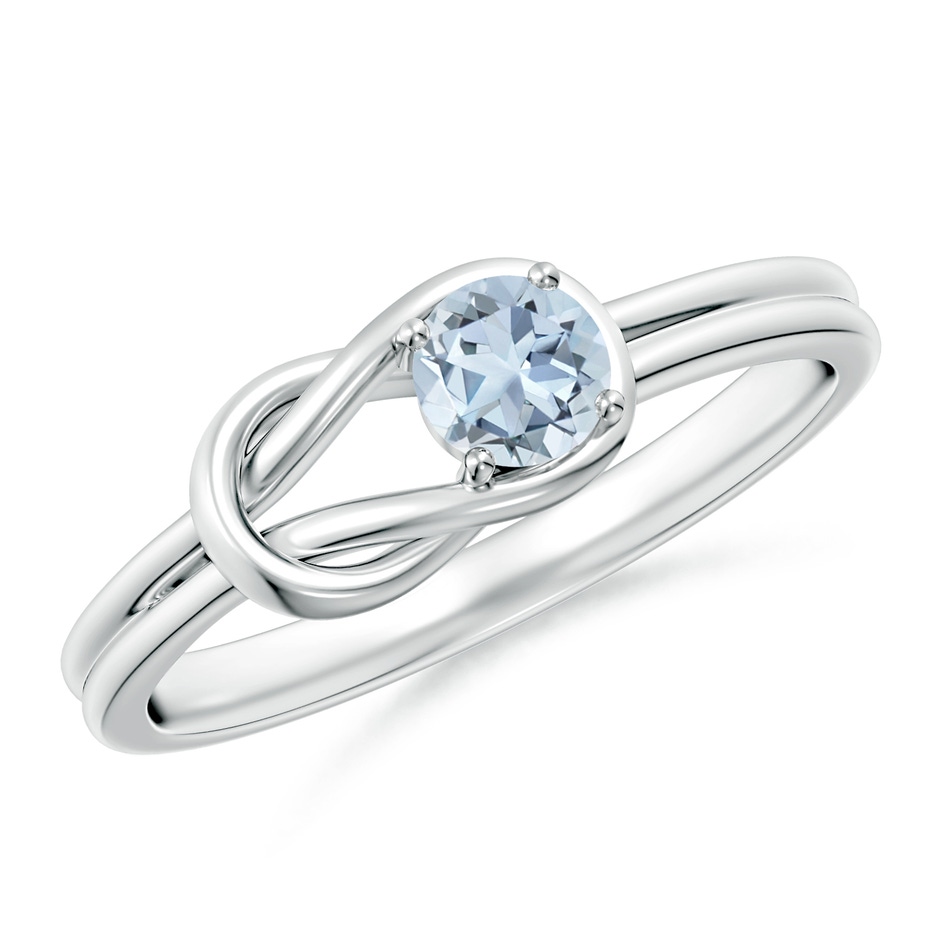 4mm A Solitaire Aquamarine Infinity Knot Ring in 10K White Gold 