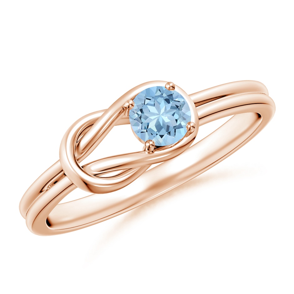 4mm AAA Solitaire Aquamarine Infinity Knot Ring in Rose Gold 