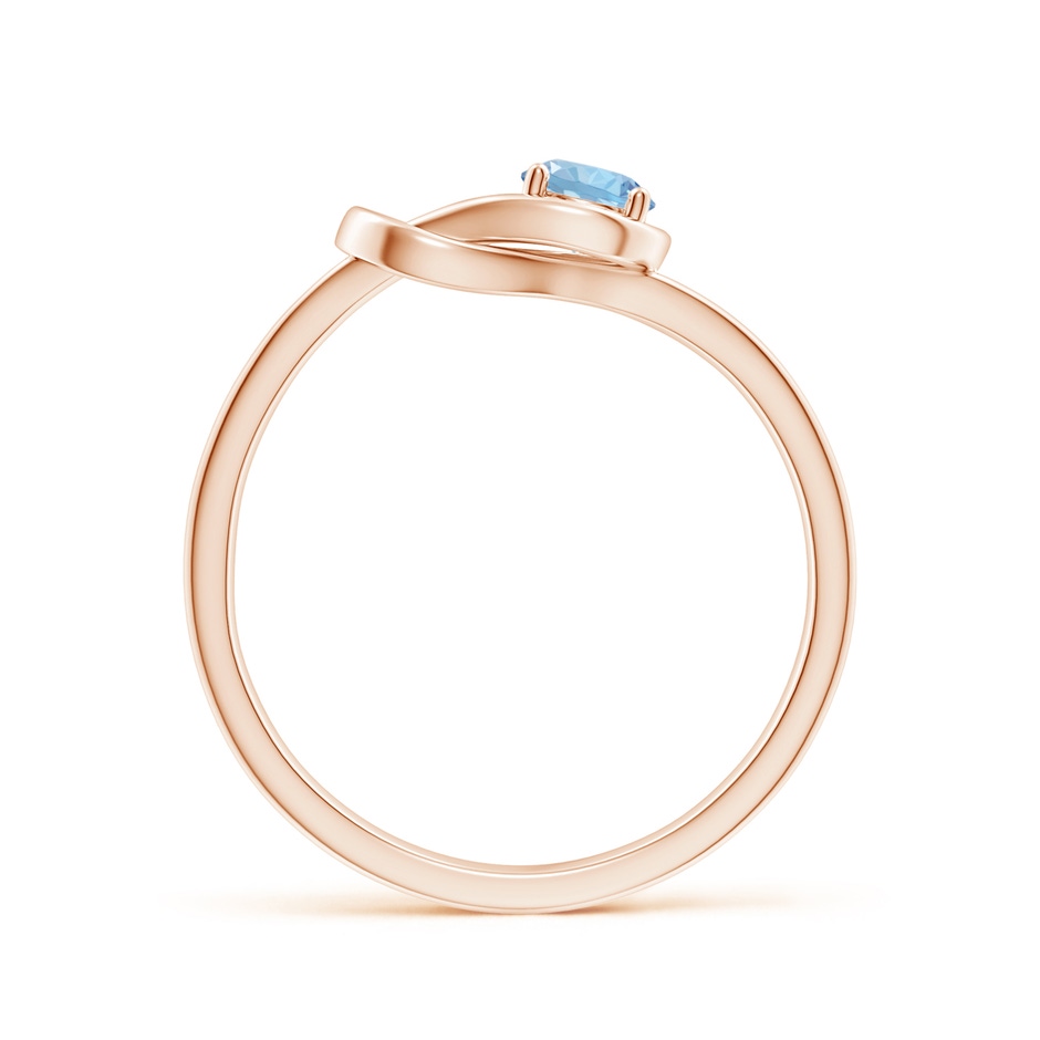4mm AAA Solitaire Aquamarine Infinity Knot Ring in Rose Gold side 199