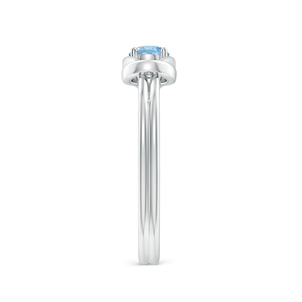 4mm AAA Solitaire Aquamarine Infinity Knot Ring in White Gold Side 299