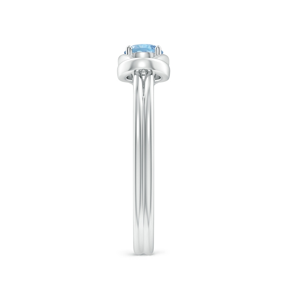 4mm AAA Solitaire Aquamarine Infinity Knot Ring in White Gold side 299