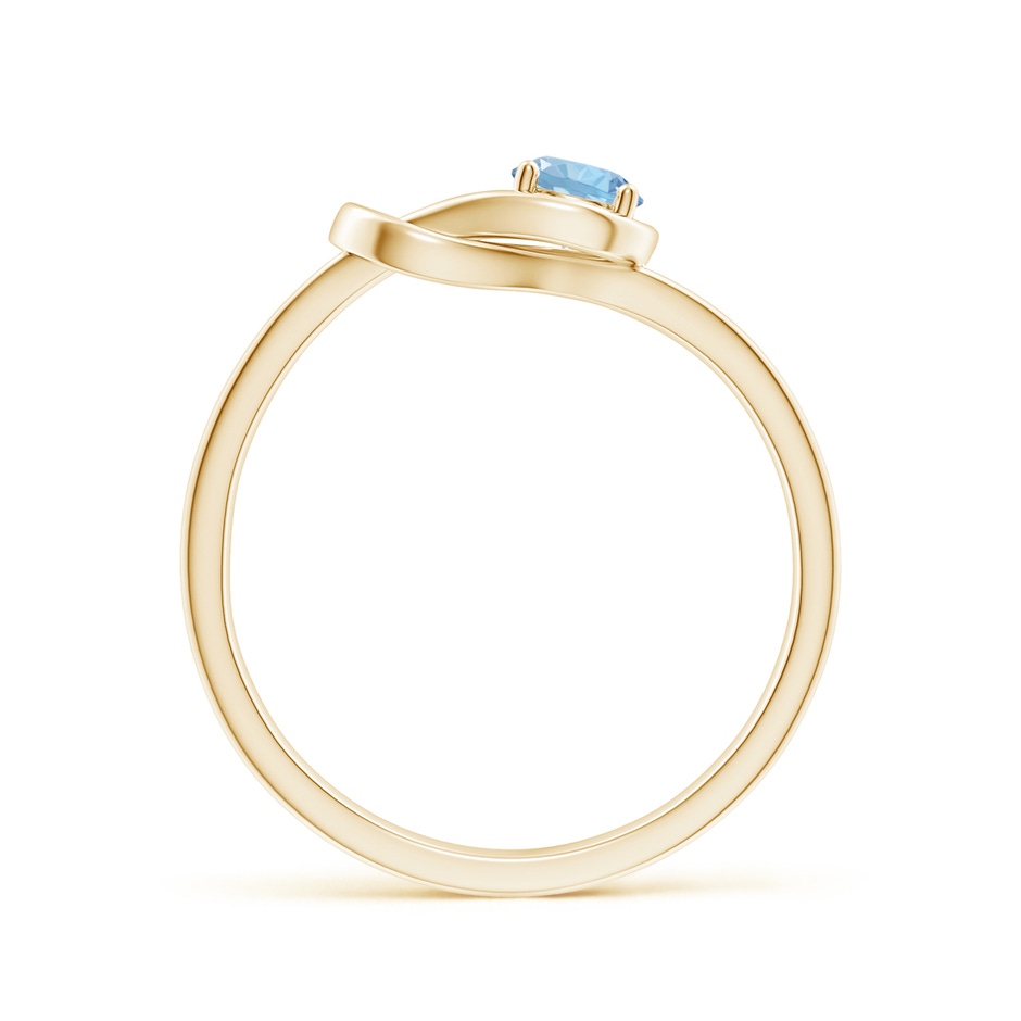4mm AAA Solitaire Aquamarine Infinity Knot Ring in Yellow Gold side 199