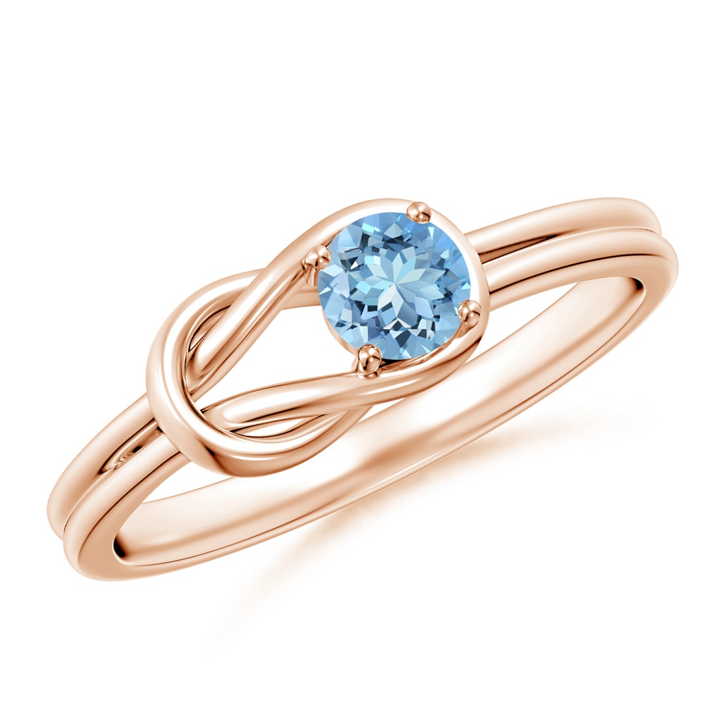 4mm AAAA Solitaire Aquamarine Infinity Knot Ring in Rose Gold