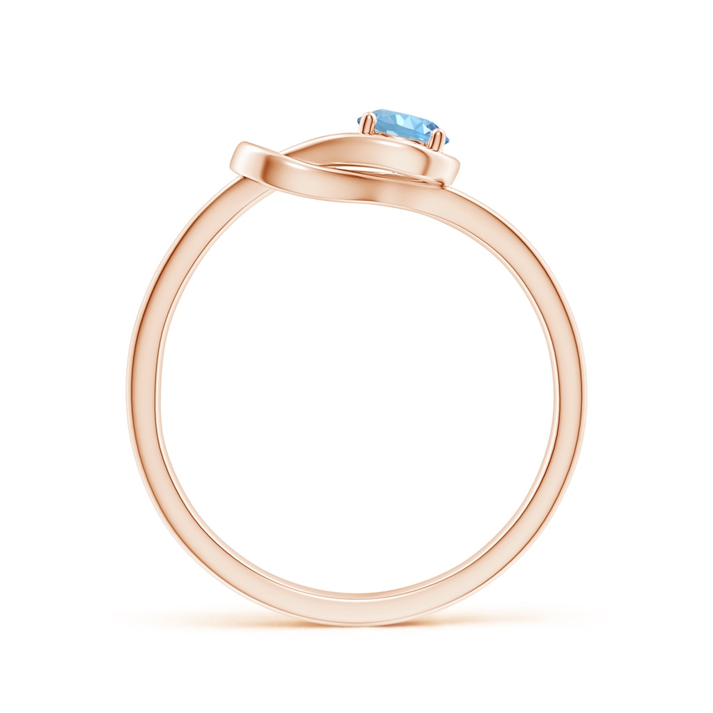 4mm AAAA Solitaire Aquamarine Infinity Knot Ring in Rose Gold Side 199