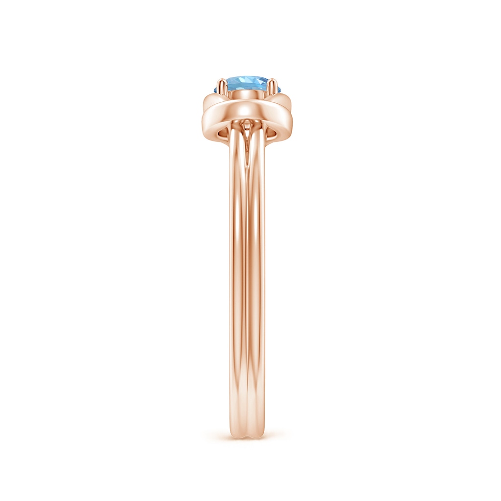4mm AAAA Solitaire Aquamarine Infinity Knot Ring in Rose Gold Side 299