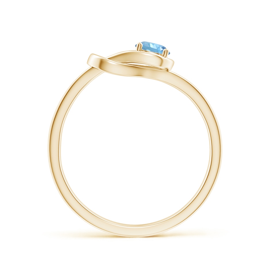 4mm AAAA Solitaire Aquamarine Infinity Knot Ring in Yellow Gold side 199