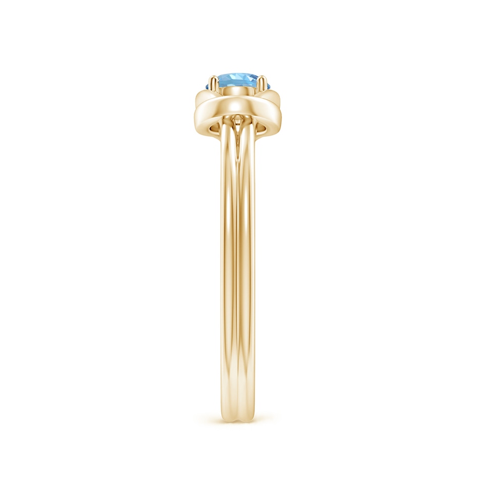 4mm AAAA Solitaire Aquamarine Infinity Knot Ring in Yellow Gold side 299