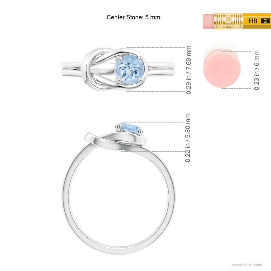 5mm AA Solitaire Aquamarine Infinity Knot Ring in White Gold ruler