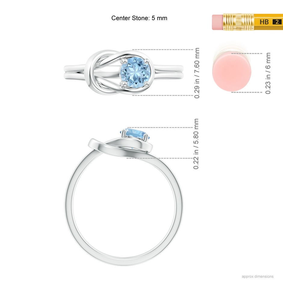 5mm AAA Solitaire Aquamarine Infinity Knot Ring in P950 Platinum ruler