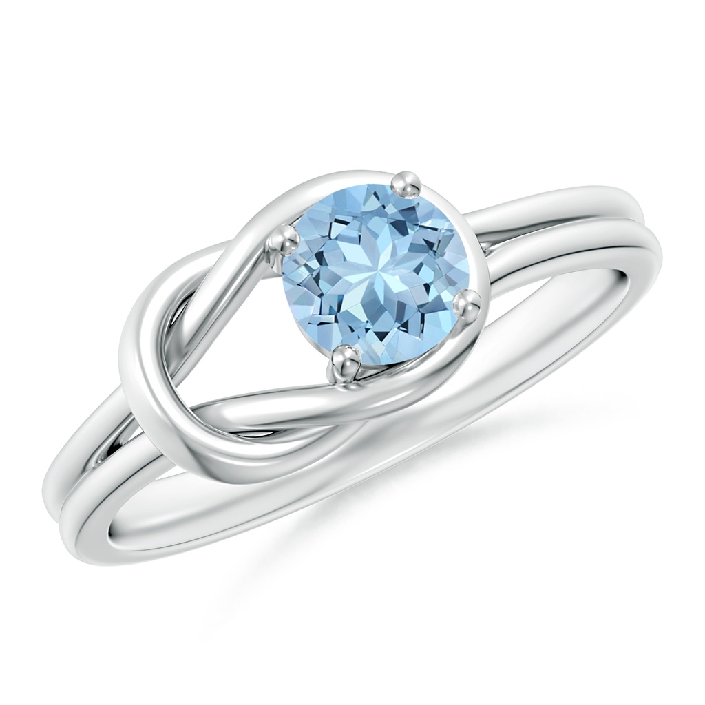 5mm AAA Solitaire Aquamarine Infinity Knot Ring in White Gold