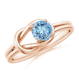 5mm AAAA Solitaire Aquamarine Infinity Knot Ring in Rose Gold